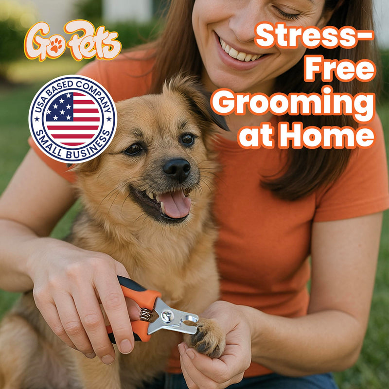 GoPets Nail Clipper for Small to Medium Pets, Quick Sensor Safety Guard, Heavy Duty Trimmer for Thick Nails, Stainless Steel Blades, Grooming Tool for Dogs & Cats, Non-Slip Handle, Built-in Nail File - BeesActive Australia