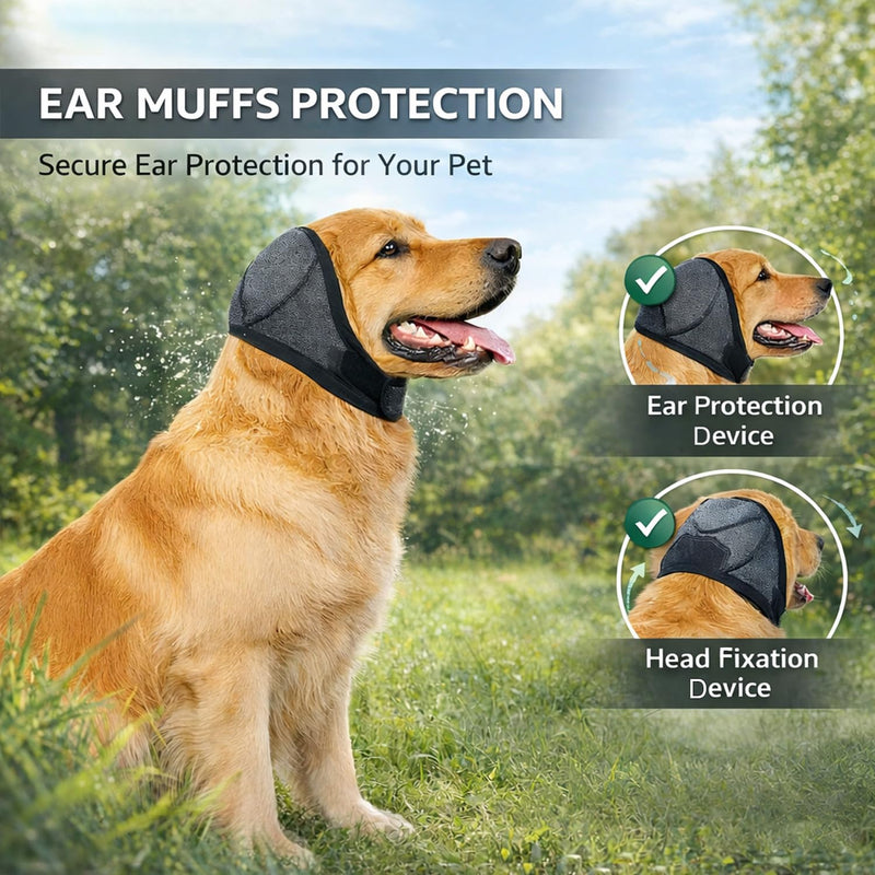 Dog Ear Muffs, Waterproof Noise Protection Dog Ear Covers Defenders, Adjustable Dogs Snood Ear Covers for Anxiety Relief, Swimming,Grooming,for Noise Anxiety Thunder Fireworks Swimming Bath