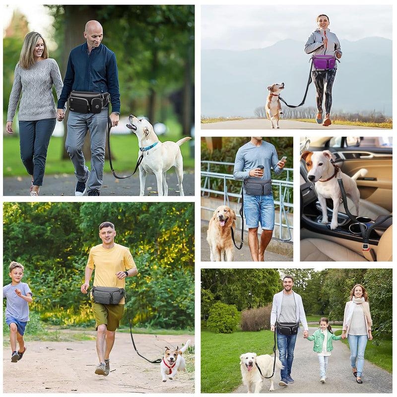 TUDEQU TUDEQU 4-in-1 Dog Walking Belt with Large Fanny Pack, Dog Fanny Pack, Hands Free Dog Leash Leash for Large Dogs That Pull Training Jogging Hiking BLACK - BeesActive Australia