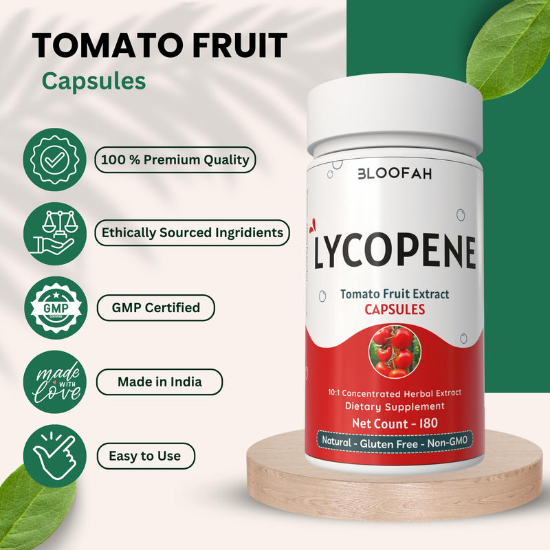 Lycopene Tomato Extract 500mg Capsules | Natural Lycopene Rich Herbal Supplement | Naturally-Occurring Carotenoid | 100% Pure, Non-GMO & Gluten Free Formula - 180 Count - BeesActive Australia
