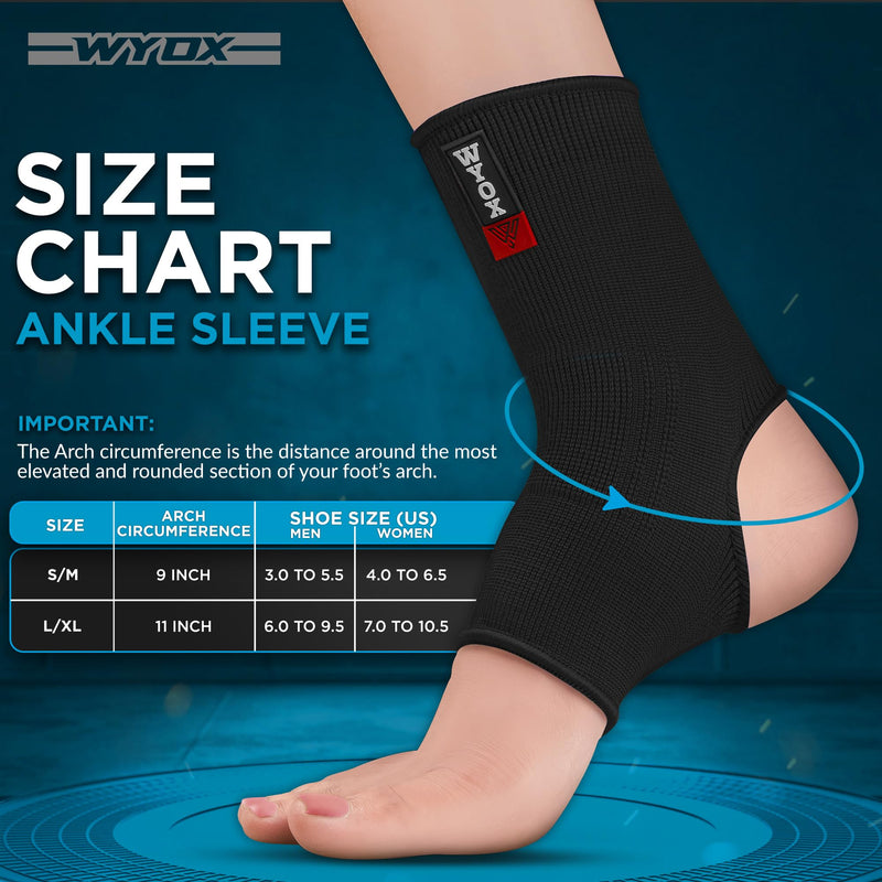 WYOX Ankle Brace for Sprained Ankle - Stabilizer Brace for Women, Support for Men, Achilles Tendonitis Wrap, and Compression Sleeve - Perfect for Running, Gym, Boxing, and Sports (Black, L/XL) Black L / XL (Women 7.0 - 10.5/ Men 6.0 - 9.5) - BeesActive Australia