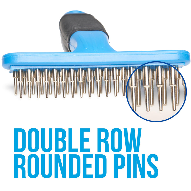 Pat Your Pet Dog Shedding Brush, Double Raw Undercoat Rake for Dogs, Cats and Pets Brush, Deshedding Dog Brush for Medium Long Loose Hair Blue Comb - BeesActive Australia