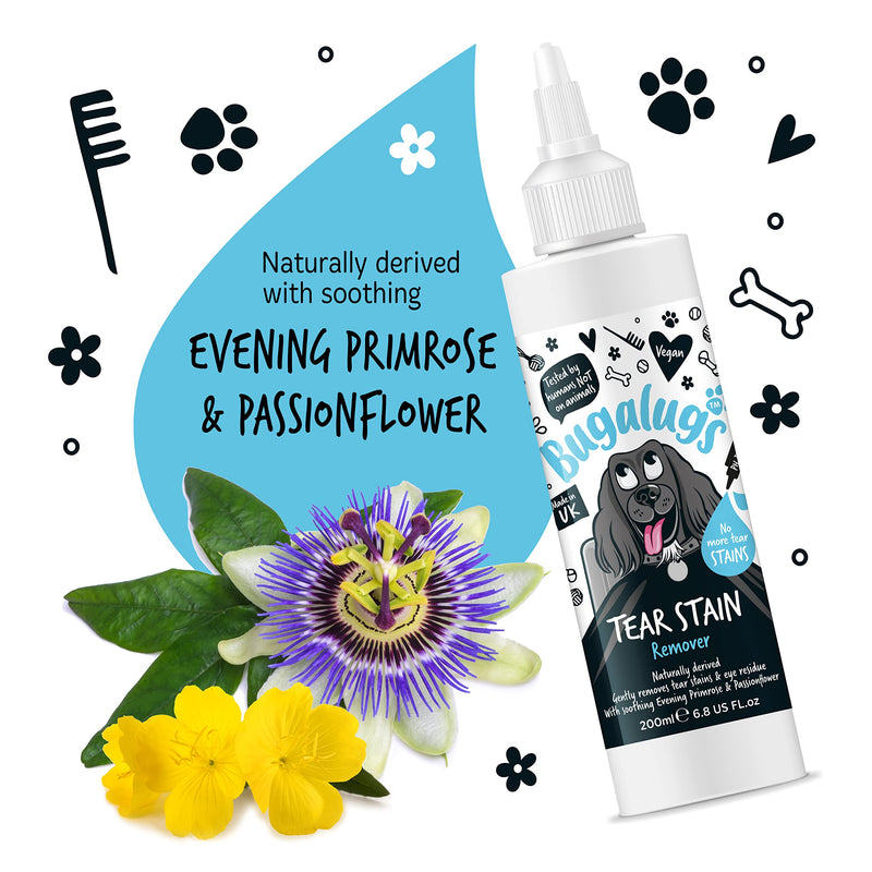 BUGALUGS Tear Stain Remover For Dogs, Cats & Pets Eyes. Dog Eye Cleaner Eyewash Gently Removes Eye Residue & Prevents Stains. 100% Naturally Derived Vegan Formula, Made in UK