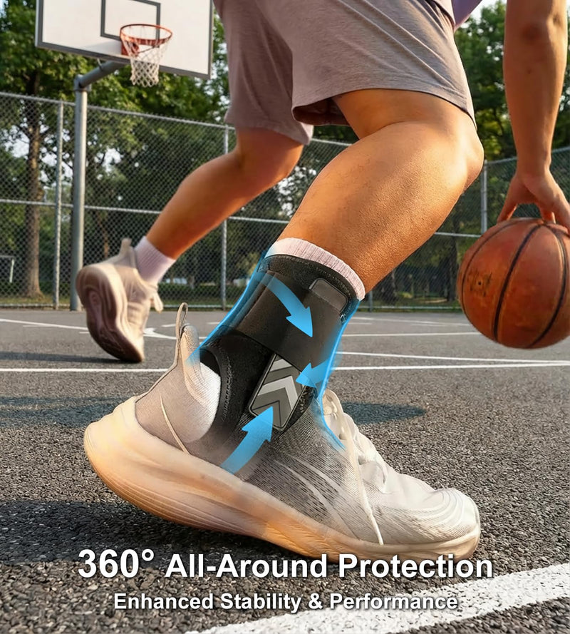 Quick Lace Up Ankle Brace for Sprained Ankle, Slim Fit Ankle Support Brace with Side Stabilizing Pads for Men & Women, Adjustable Ankle Stabilizer for Injury Recovery, Running, Sports, M-Support Plate of 1 M(Ankle:12"-13")