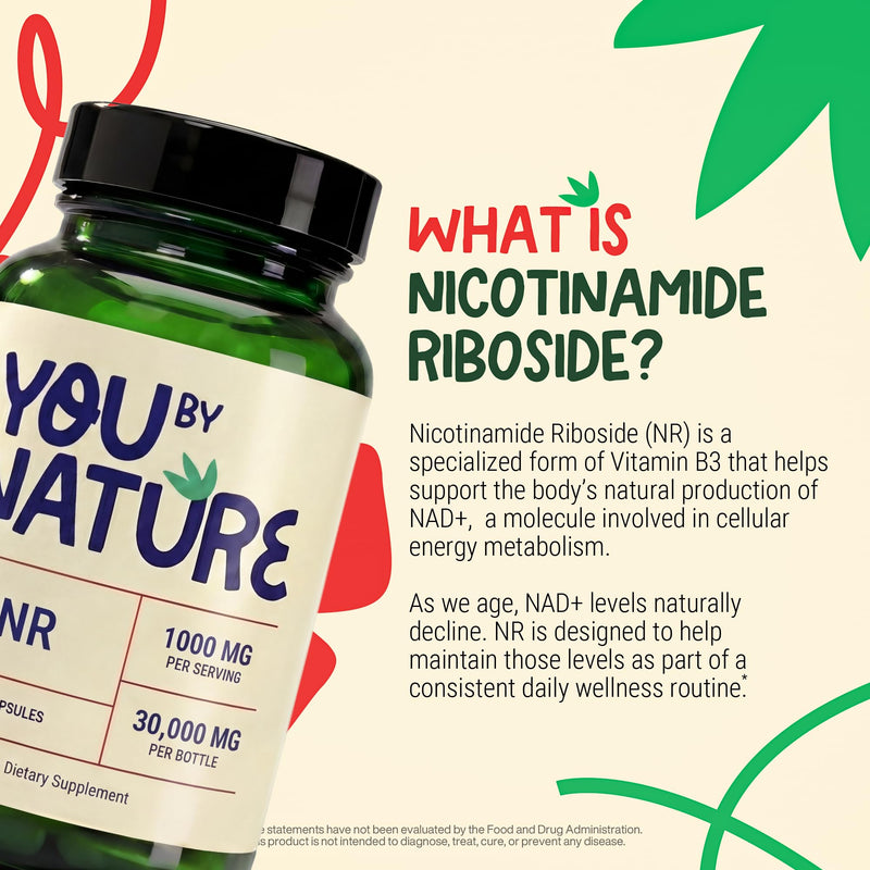 Nicotinamide Riboside NR 1000mg Supplement with Vitamin B3 | Vegan Veggie Capsules | 60 Capsules | 30 Servings | Daily Supplement for Adults