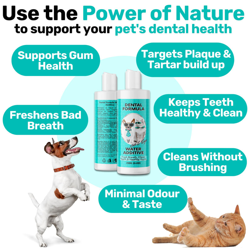 NutriPaw Dental Formula Water Additive For Dogs & Cats - Clean Teeth, Healthy Gums & Fresh Breath - Manage Plaque & Tartar Build-Up - Fuss-Free - No Brushing Needed - Cat/Dog Mouthwash & Oral Health Single Pack