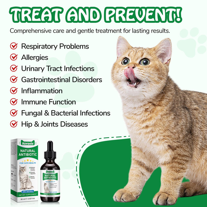 Antibiotics for Cats, Cat Antibiotics, Supports Immune & Cats Allergy Itch Relief, Health Supplies cats UTI Cat Multivitamin, 60ml 1pcs