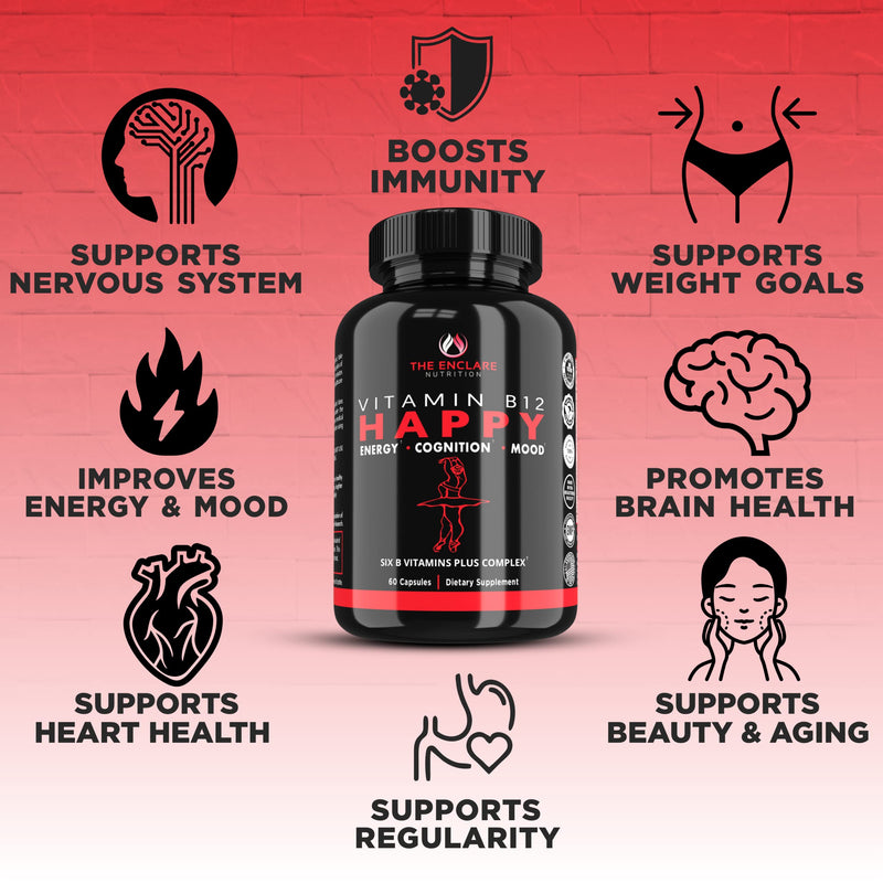 THE ENCLARE NUTRITION Vitamin B12 - Vitamin B Complex with Vitamin C, Biotin, Inositol, Folic Acid, B Vitamins, B1, B2, B3, B4, B5, B6, B7, B8, B9. Brain, Heart, Immune Support, Energy Supplements (1) 1