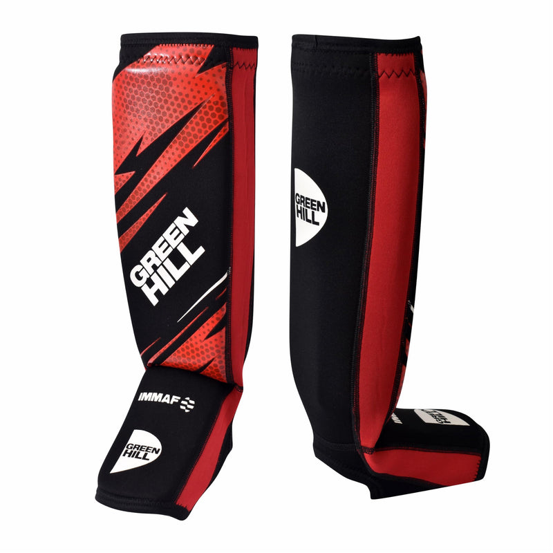 Muay Thai ShinGuards MMA Shin Guards – Kickboxing Shin Guards Muay Thai Shinguards, Shin Instep Pad MMA IMMAF Approved from Green Hill Black/Red Large