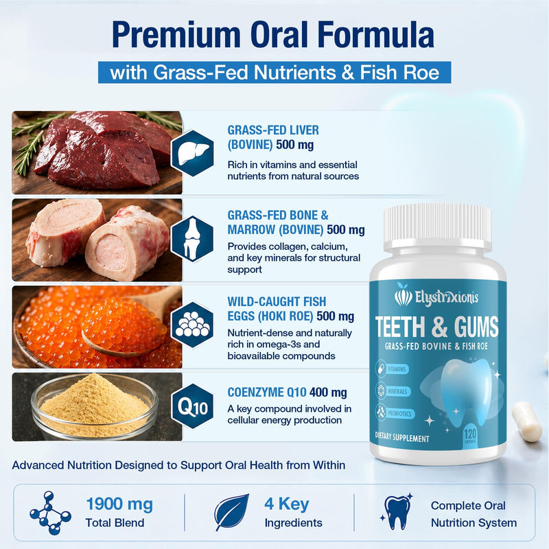 Gum Restore, Gum Repair for Receding Gums – Advanced Formula | 3B CFU Oral Probiotics, Vitamins D3, K2 & C | Supports Tooth Remineralization, Oral Balance & Fresh Breath | 120 Capsules 120 Count (Pack of 1)