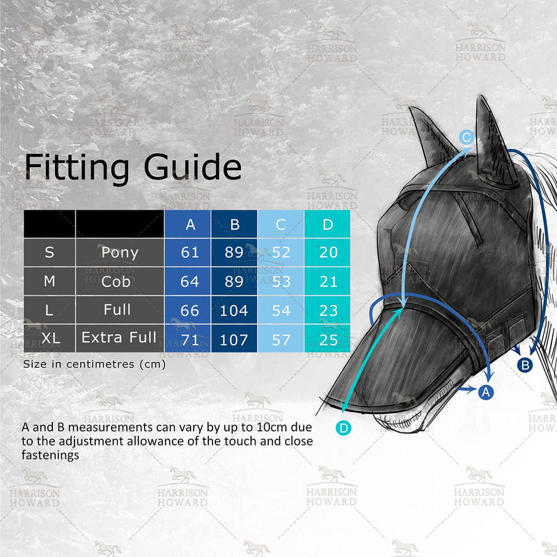 Harrison Howard LumiVista Horse Fly Mask Long Nose with Ears UV Protection for Horse Pastel Mix M Cob Cob (Medium) - BeesActive Australia