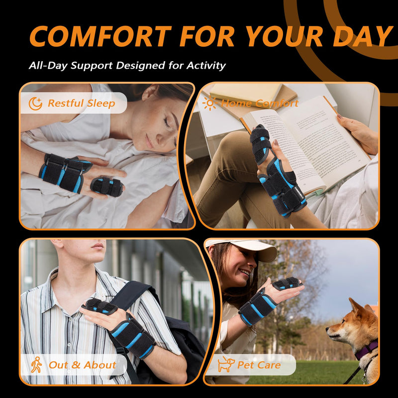 2 Finger Splint for Trigger Finger, Broken Fingers, Knuckle Sprains - Double Finger Support for Index, Middle, Ring Finger, Unisex Sizes, Right Hand, M