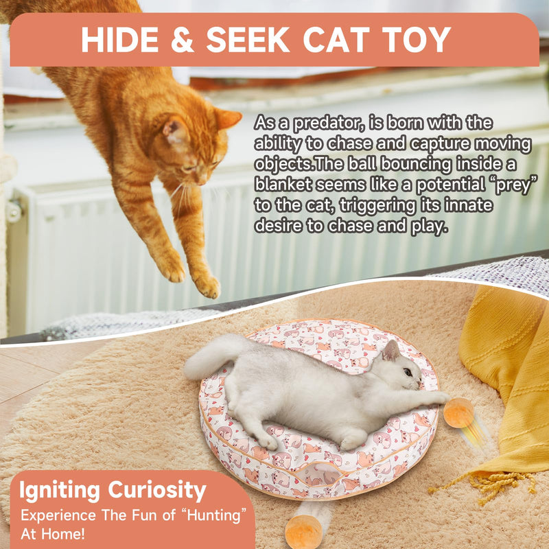 Interactive Cat Toys Ball, Fast Moving in Pouch, Motion Activated Moving Ball Hide and Seek Game, Music, Recording Cat Toy Jumping Ball for Indoor Cat Chase Exercise, 28 Inch Play Mat - BeesActive Australia