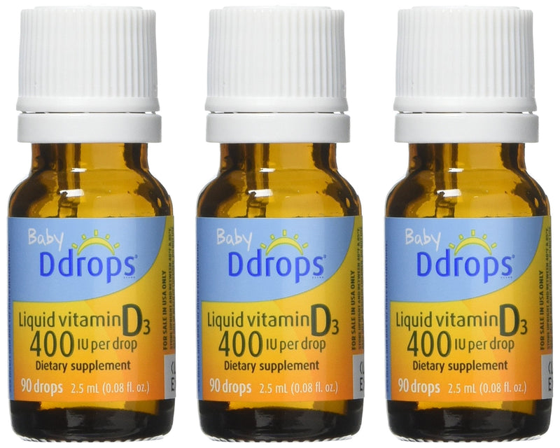Ddrops Baby 400 Iu Vitamin D3 Drops, 90 Count (Pack of 3) 0.08 Fl Oz (Pack of 3)