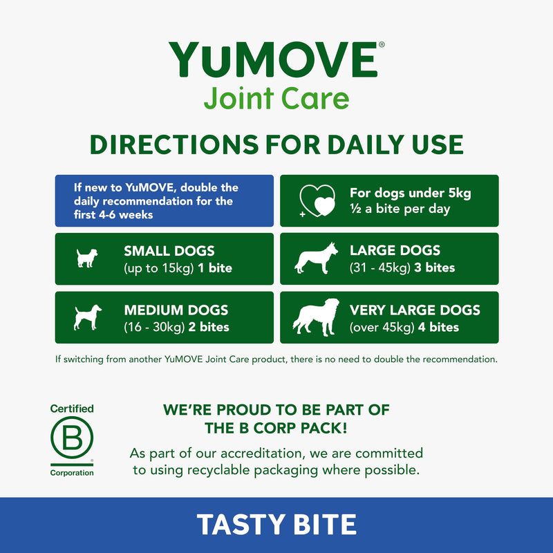 YuMOVE Senior Dog Joint Supplement, Daily Bites for Joint Care, Essential Dog Hip and Joint Aid for Senior Dogs Aged 8+, 60 Tablets - Eco Friendly and Letter Box Ready Packaging Eco-Friendly 60 Chews