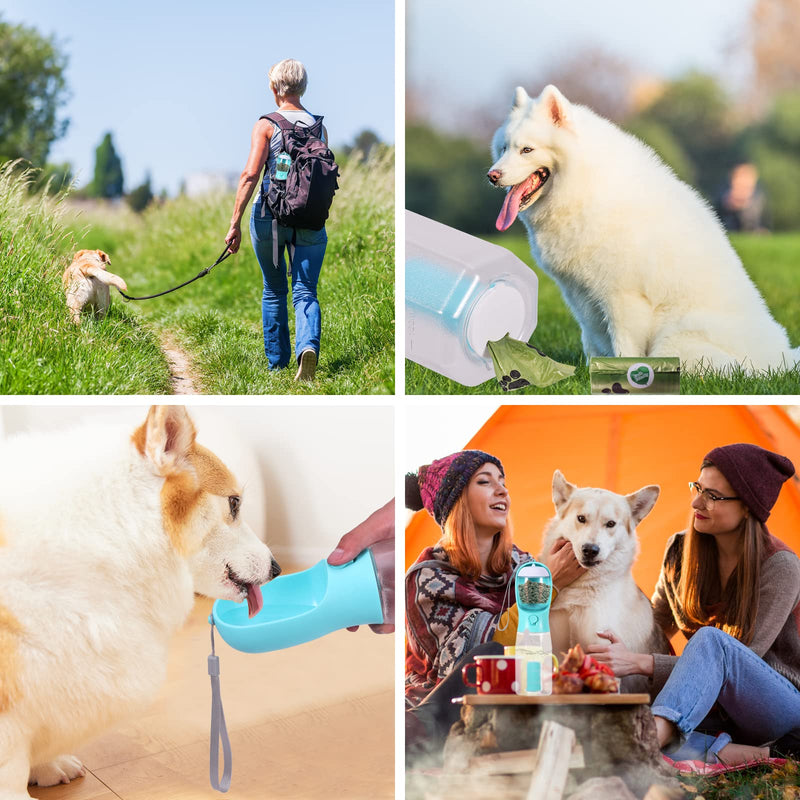 3-in-1 Portable Dog Water Bottle Dispenser,Crate with Food Container, Replaceable Waste Bags,Dog Stuff Accessories Items, Puppy Essentials Necessities,for Walking&Hiking(20oz-Blue) 20oz-blue - BeesActive Australia