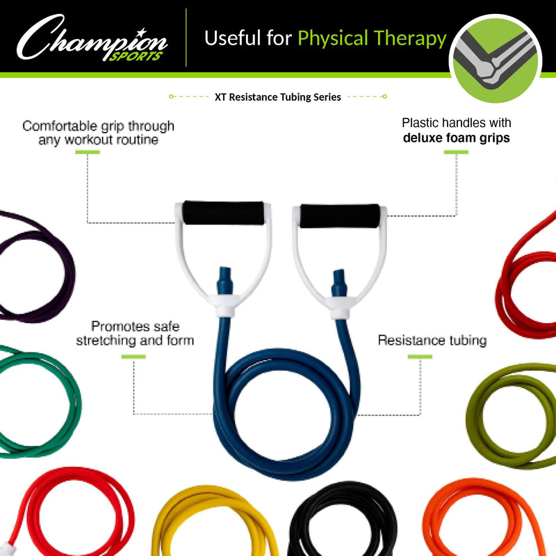 Champion Sports Resistance Tube Bands for Men and Women, Durable Stretch Fitness Band for Strength Training, Stretching, Rehabilitation- Premium Home Workout Equipment- 40 Lbs Resistance Tubing-Maroon - BeesActive Australia