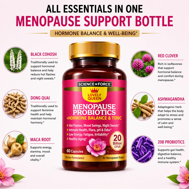 Lovely Menopause Supplements for Women - Dong Quai, Black Cohosh, Probiotics - Hot Flashes Relief, Vaginal Health & Dryness, Digestion, Sleep & Mood Support, Perimenopause Complex, Lab Tested 60 caps