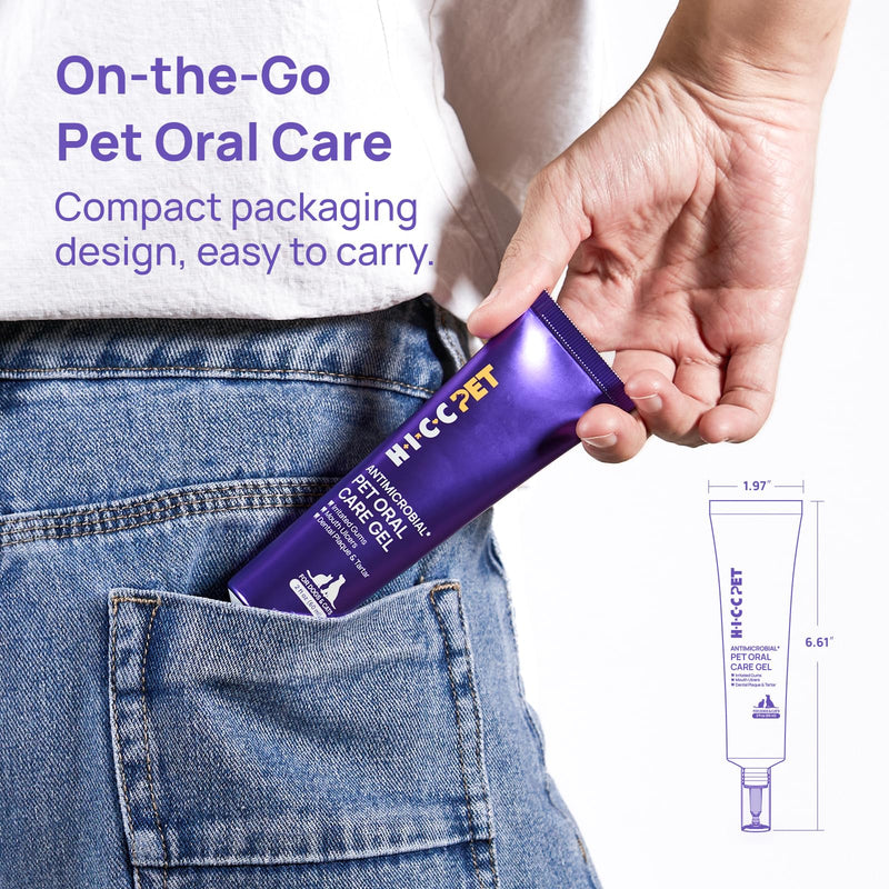 HICC PET Dog Dental Gel, Effective No-Brush Liquid Teeth Cleaner for Dogs and Cats, Helps Reduce Plaque & Tartar, Supports Daily Gum Comfort, 60ml, No More Bad Breath.