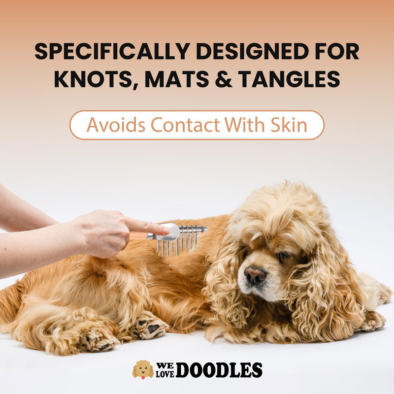 Dog Dematting Brush & Rake, Detangler Brush For Dogs, Comb Tool For Grooming, Best For Doodles, Poodles, Goldendoodles, Cats & Other Pets, Matted Fur Removal On Undercoat [We Love Doodles] - BeesActive Australia