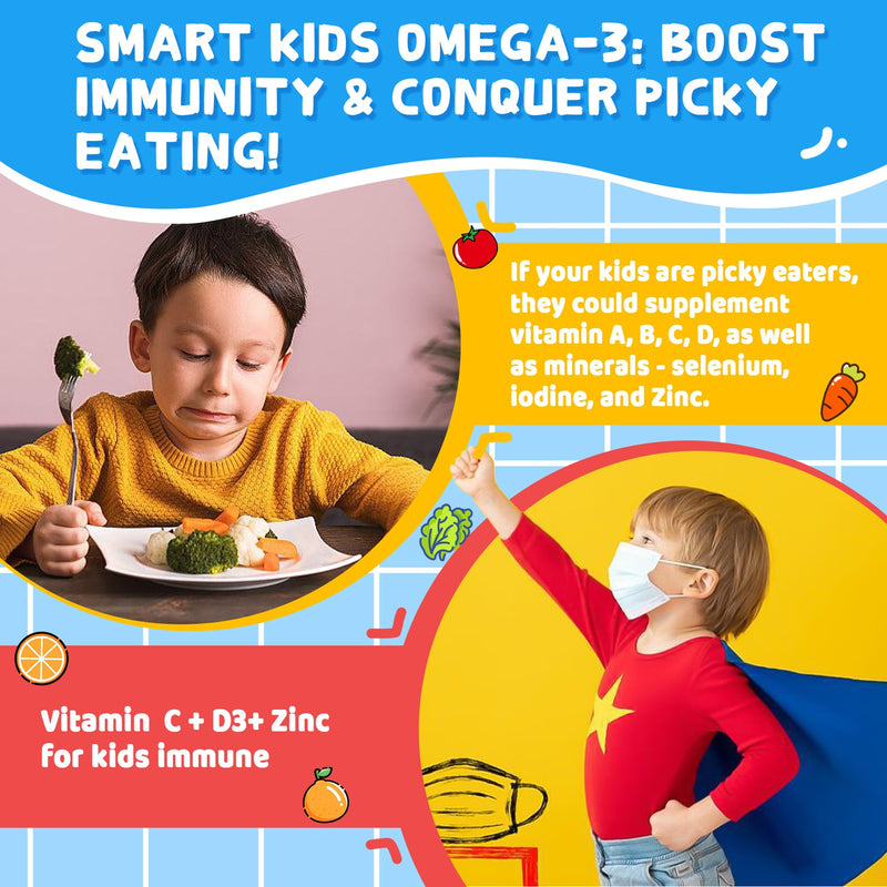 Nextdia Omega 3 (EPA/DHA) Filled Gummies for Kids with Multivitamin, Calcium + D3 + K2 + Zinc, Plus Vitamin A B1 B2 B12 C, Selenium, Iodine for Brain, Eye, Bone, Energy, No Fish Taste, 2 Pack 60 Count (Pack of 2)