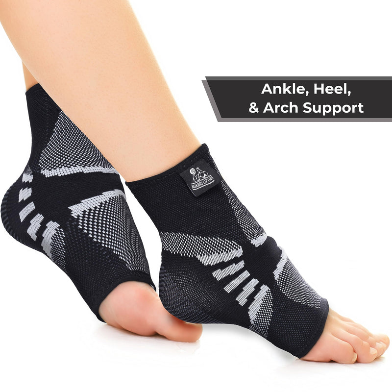 Nordic Lifting Ankle Brace Compression Sleeves (1 Pair) - Professional Support for Men Women Sprained Ankle Achilles Tendonitis Recovery & Prevention - Adjustable Fit with 1 Year Warranty Medium