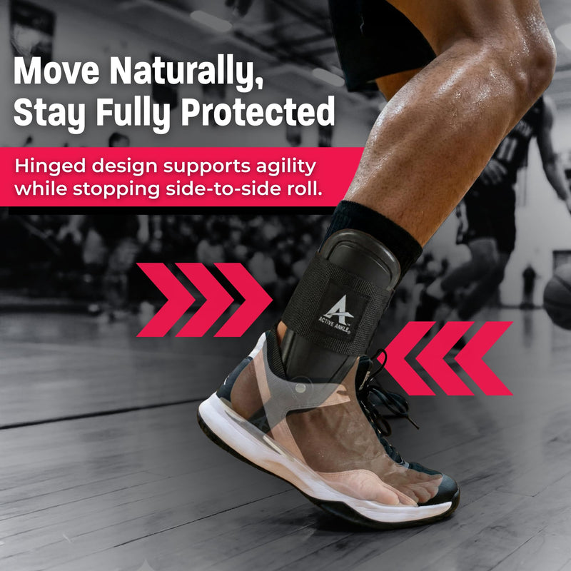 Active Ankle T2 Ankle Brace, Medium, Black, Rigid Support for Men 7-10 & Women 8-11 Shoe Size, Adjustable Brace for Sprained Ankle, Volleyball & Cheerleading, Lightweight EVA Padding, Fits Left or Right Foot - BeesActive Australia