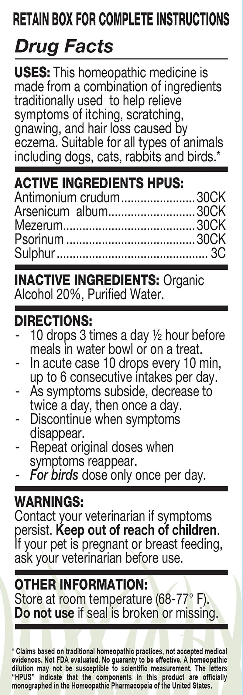 OLLOPETS Eczema, Organic Homeopathic Pet Remedy for All Pets, 1 Fl Ounce