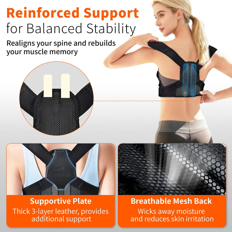 Posture Corrector for Women, Adjustable Back Straightener with Enhanced Support, Invisible Under Clothes, Breathable Upper Back Brace for Neck, Back Pain Relief, Correct Hunchback, Slouching, L/XL L/XL (Underbust: 35.5-45'')
