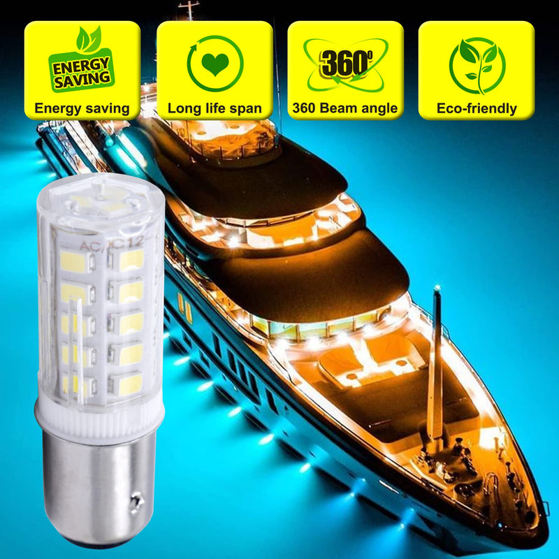HQRP 4-Pack LED Light Bulb Compatible with Aqua-Signal Series 40 41 42 50 Masthead Light Marine Navigation 3541002000 3108104000 3540002000 40400 40420 40000 40001 40020 12-24V 4 Pack