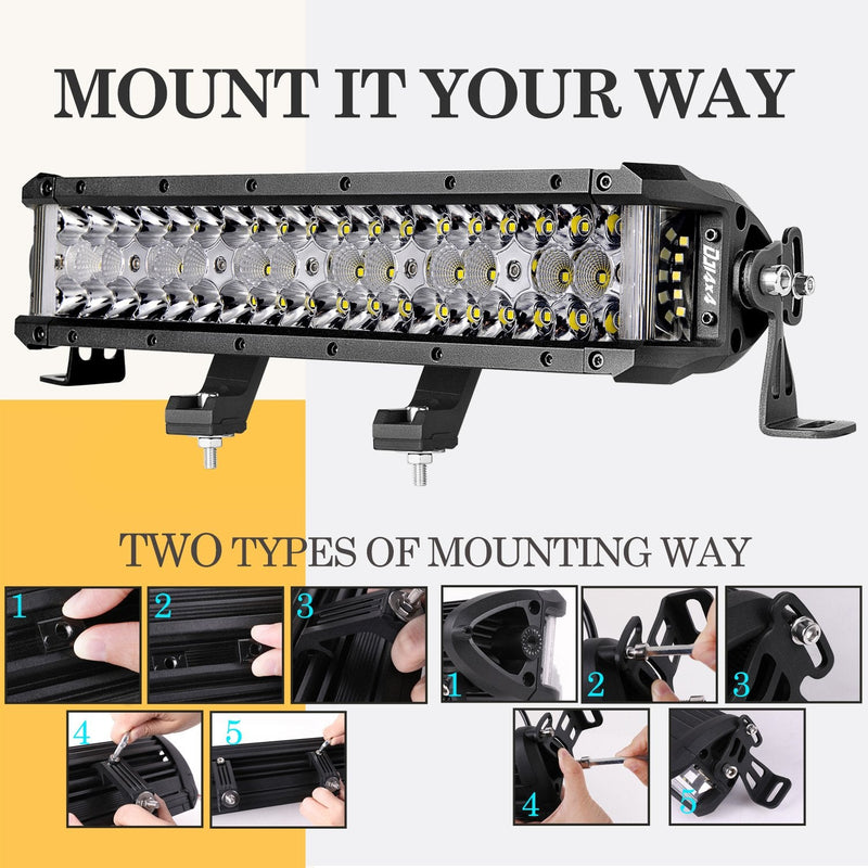 13.5 Inch LED Light Bar, 174W Side Shooter Triple Row LED Pods Off Road Bumper Bar Spot Flood Combo Driving Fog Lights for Trucks ATV UTV SUV Pickup Boat Tractor 13.5 Inch - BeesActive Australia