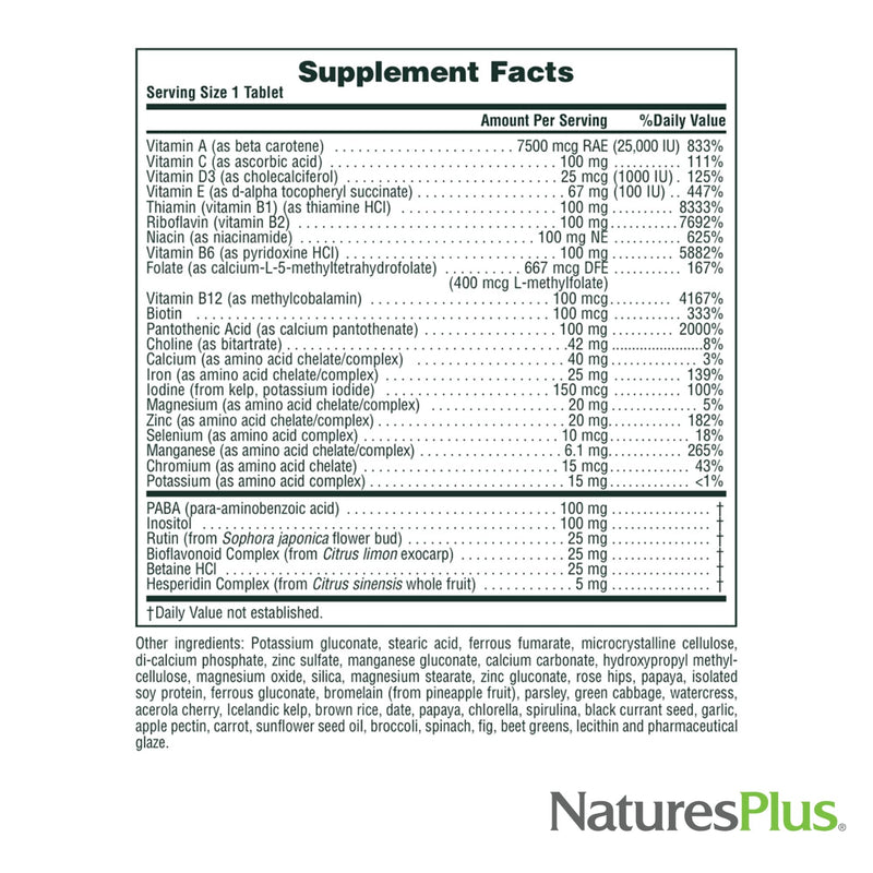 NaturesPlus Ultra II Daily - 60 Tablets - Multivitamin with Whole Foods for Overall Well-Being - Supports Energy & Immune Health - Sustained Release - 60 Servings 60 Count (Pack of 1)