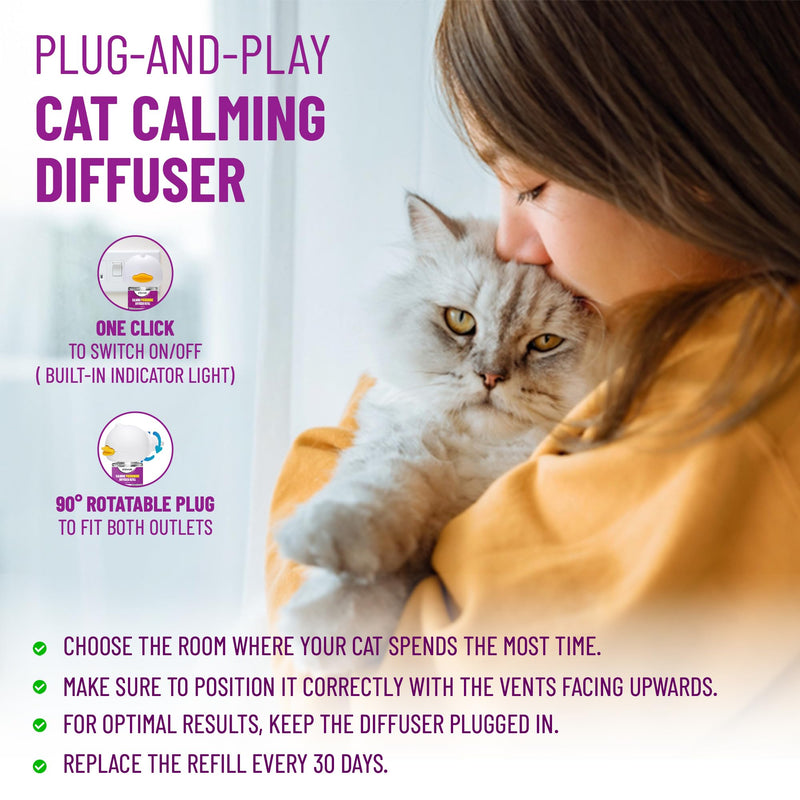 Cat Calming Pheromone Diffuser 4 Pack Cat Calming Diffuser Refills Anxiety Relief Comfort for Cats Reduce Fighting Spraying and Scratching 120 Days Long Lasting Serenity