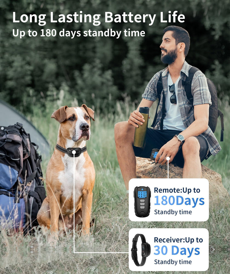 Dog Training Collar with Remote - Shock Collar for Dogs, Waterproof Electric Collar with Flashlight Beep Vibration Shock Modes Rechargeable Dog Shock Collar for Small Medium Large Dogs Grey - BeesActive Australia