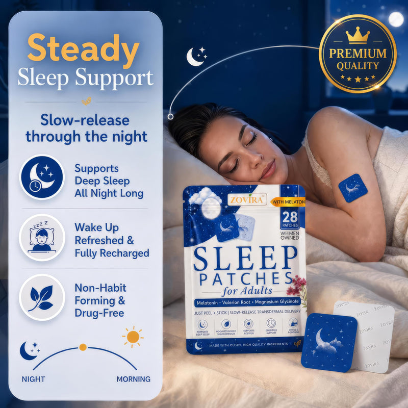 Sleep Patches for Adults — Extra Strength Melatonin & Magnesium Patch — Time-Release Sleep Aid Stickers — Non-Habit Forming, Hypoallergenic — 28 Transdermal Patches for Deep Rest & Relaxation Melatonin Extra Strength 1-Pack (Count 28)