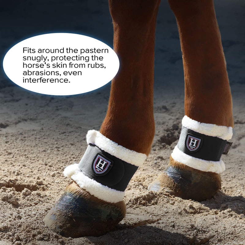 Harrison Howard Essential Premium Horse Pastern Wraps with Berber Fleece Lining Sold in Pairs Black - BeesActive Australia