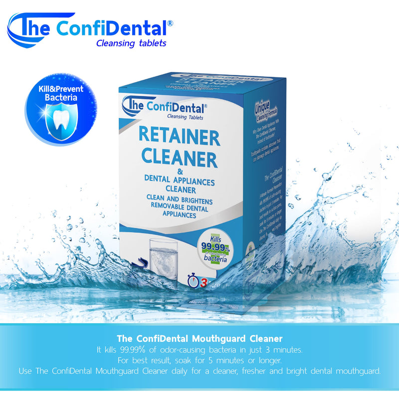 The ConfiDental Cleansing Tablets (120tablets) - 4 months supply. Retainer, Mouth Guard and Dental Appliances Cleaner. Keep your Dental Alliances Fresh and Clean like new. 120 Tablets