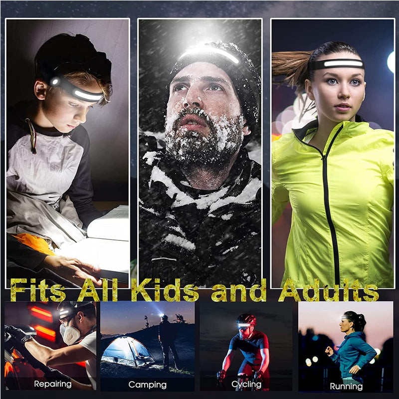 Headlamp Rechargeable, Head Lamps Led Rechargeable with Motion Sensor Headlamps Adults, 9 Mode Head Lights Forehead, Super Bright Hard Hat Light for Running, Hiking, Camping (3PCS Black) 3PCS Black