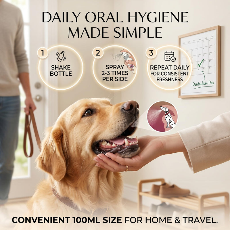 Dentaclean Spray for Dogs & Cats, Paw Guardian Dental Spray, Natural No-Brush Oral Care, Freshens Breath, Tartar Remover & Supports Gum Health, Pet Denta Clean Spray, 100ml