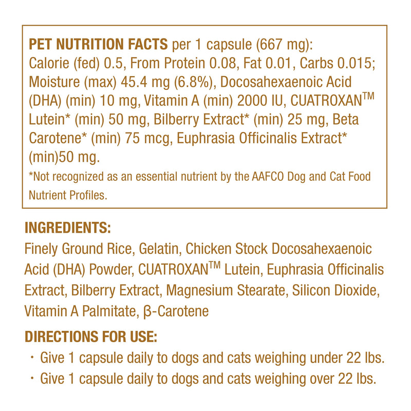 LOVITA Eyes Care for Pets - Supports Vision Clarity and Eye Health for Dogs & Cats - 60 Chicken-Flavored Capsules