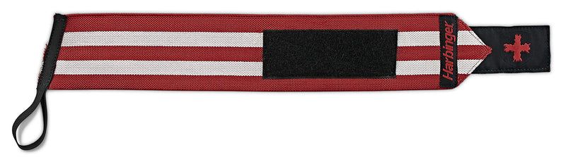 Harbinger Red Line 18-Inch Weightlifting Wrist Wraps for Men and Women (Pair) Flag