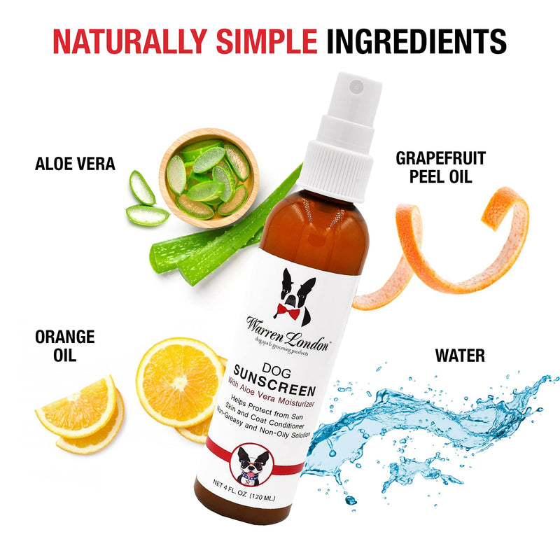 Warren London Dog Sunscreen Spray Protection with Aloe Vera I Dog Skin Soother I Puppy Sunblock I Made in USA- 4oz Two Pack 4oz Bottle (Two Pack) - PawsPlanet Australia