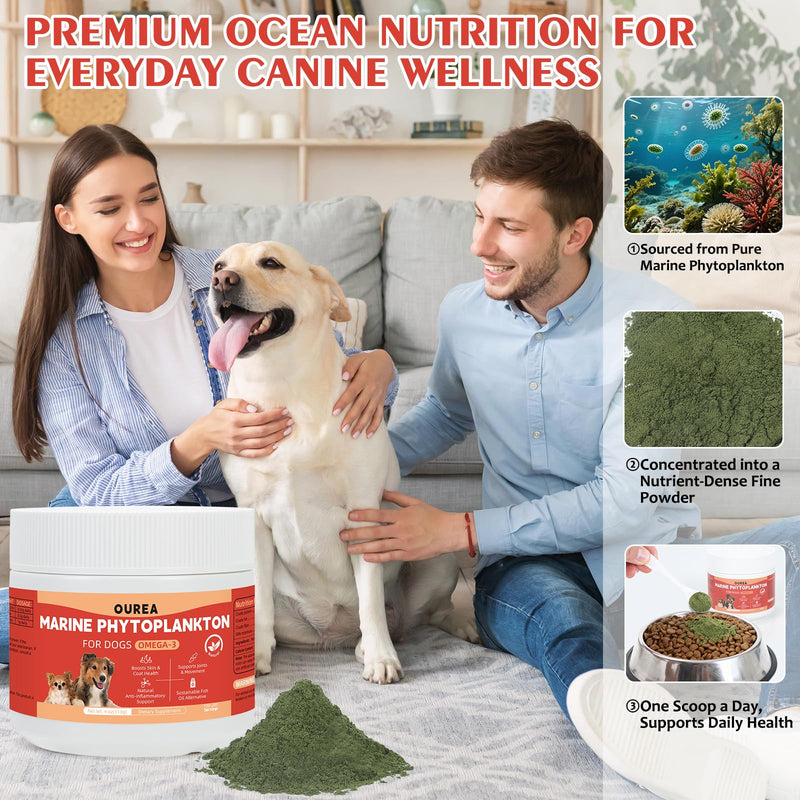 Phytoplankton for Dogs – 100% Pure Nannochloropsis Powder, Natural Omega-3 EPA Skin & Coat Support, Immune & Joint Wellness, Pure Microalgae, Easy-Mix Superfood Supplement for All Breeds(4 oz / 113 g)