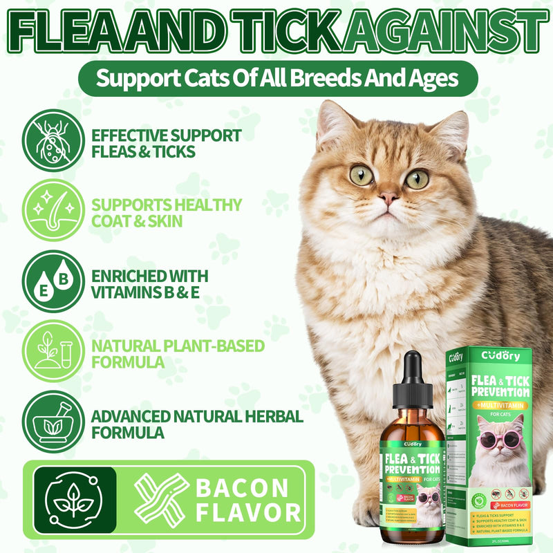 Flea & Tick Support for Cats, Fleas and Ticks Chews + Fleas and Ticks Drops Comfort Formula for Cat All Breeds & Ages
