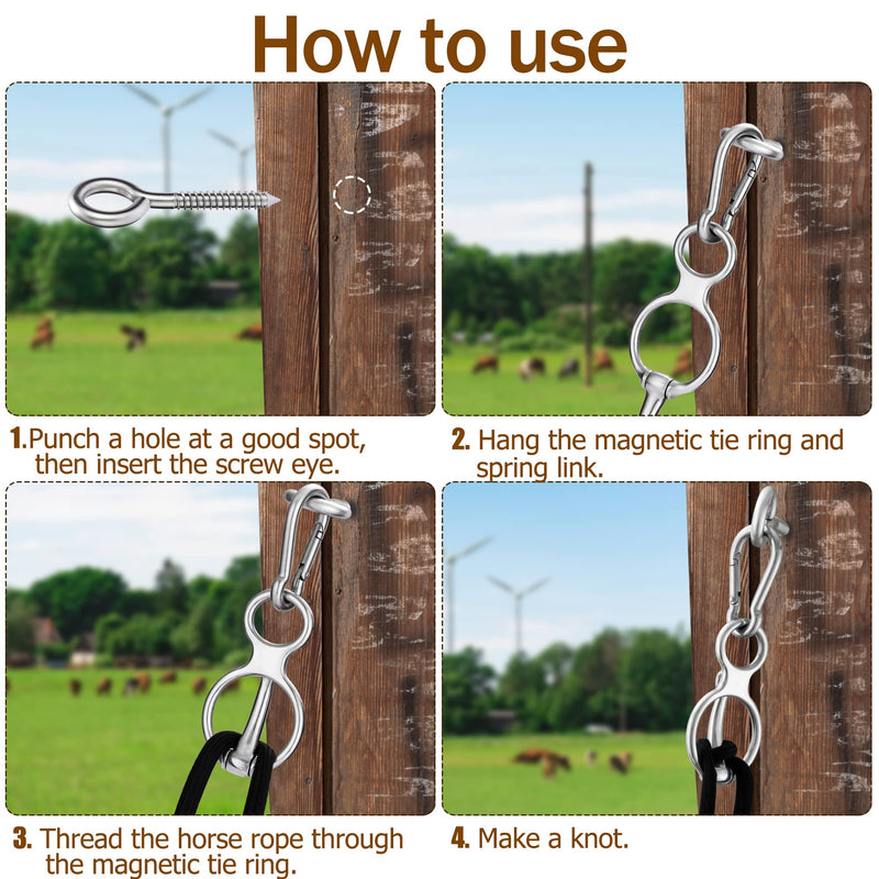 2PCS Horse Tie Ring, Safe Tie Horse Supplies, Humane Way Tie Ring, Magnetic Ring for Tying and Retracting, Helps Horse Pull Back and Releases Stress from The Horse 2-Packs - BeesActive Australia