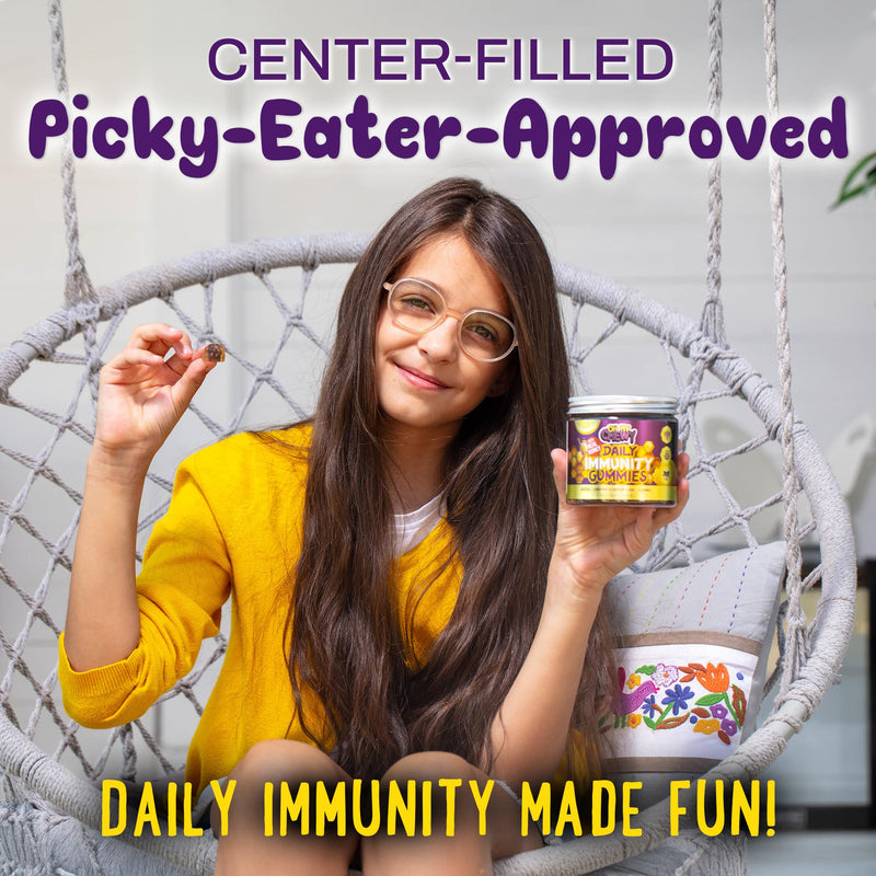 OH MY CHEWY Elderberry Gummies Immunity Support for Kids & Teens | Real Honey and Lemon, Vitamin C, Echinacea, Zinc