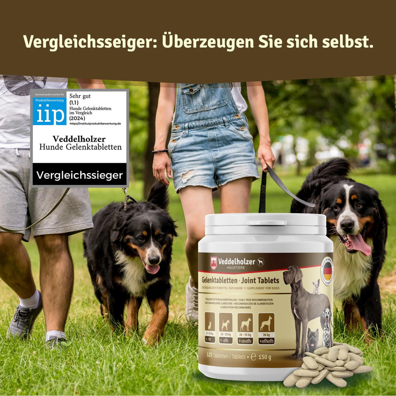Veddelholzer Dog Joint Supplement Tablets – Hip & Joint Support with Glucosamine, Chondroitin, MSM & Turmeric – Mobility, Flexibility & Comfort Aid for Large & Small Breeds – Vet Recommended