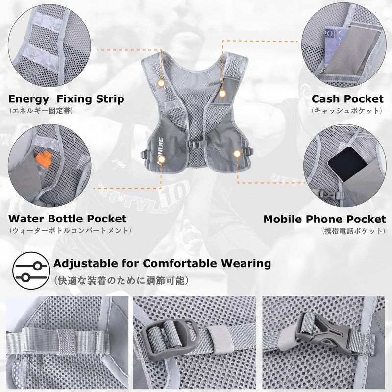 YAPJEB Ultralight Running Vest Women Men Reflective Breathable Hydration Backpack with Water Bottles for Hiking Camping Marathon Cycling Race 02-Green + 2 pcs Water Bottles