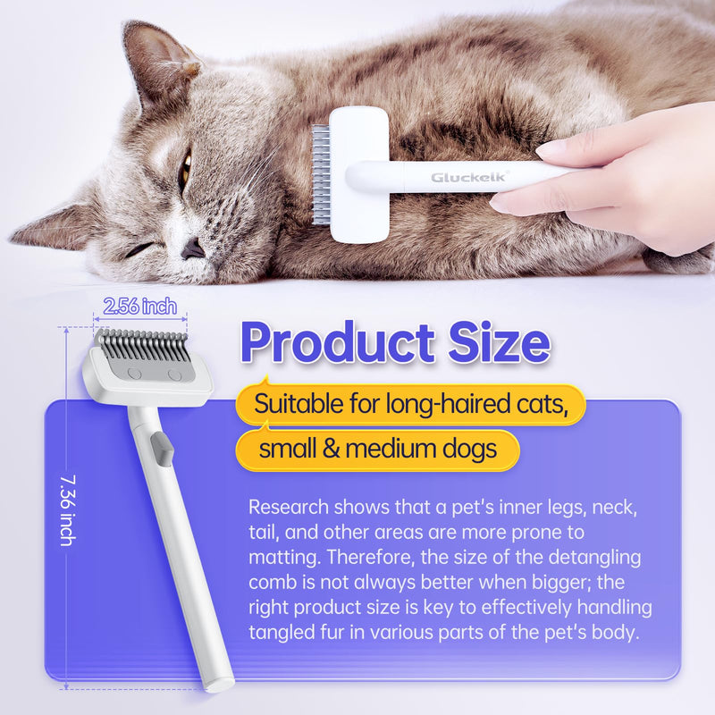 Cat Grooming Rake with One-Click Button, Pet Brush, Suitable for Long Haired Cats, Small and Medium Dogs, Brush for Grooming Shedding, Remove Loose and Matted Fur, Pet Grooming Undercoat Rake - BeesActive Australia