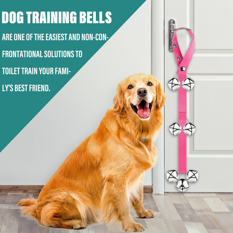 Dog Doorbells Premium Quality Training Potty Dog Bells, Adjustable Door Bell Length for Small, Medium and Large Dogs, A Convenient Way to Train Your Puppy - 7 Large Loud & Crisp DoorBells 04 Black/Pink - BeesActive Australia